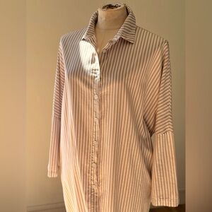 Striped Button-Up Shirt Dress